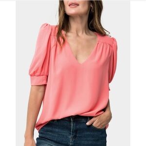 GibsonLook puff sleeve v-neck blouse - L